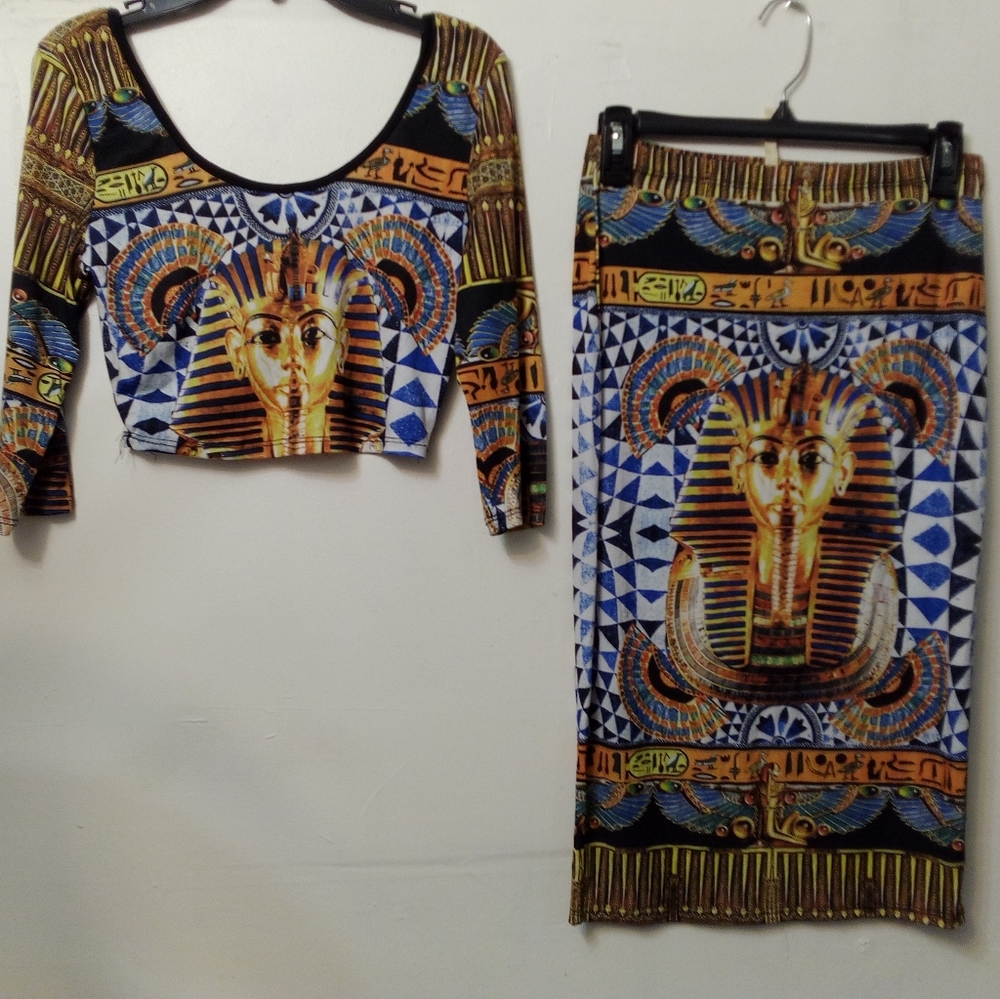 AVANT GARDE Y2K 90'S FESTIVAL GYPTIAN  BODYCON DRESS TOP SKIRT Gothic Fairy Is